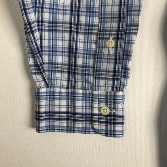 Polo Ralph Lauren Button Down Shirt L Classic Fit Blue Plaid LongSleeve Men B165 - Picture 4 of 5